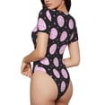 thumbnail image 2 of Balery Pink Groovy Disco Ball Body de cuello redondo de manga corta para mujer Tops de manga corta Tops básicos-Small, 2 of 7