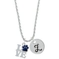 thumbnail image 1 of Delight Jewelry Silvertone Love with Navy Blue Paw Silvertone Script Initial Disc - Z - Charm Necklace, 20"+3", 1 of 4
