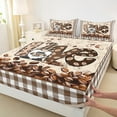 thumbnail image 3 of jejeloiu Kawaii Cartoon Gnome Bed Sheets,Happy Valentine'S Day King Sheets,Brown White Grid Sheet Set For Girls Boys,Microfiber Bedroom Decor,4-Piece, 3 of 7