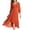 *Orange, variant on U Women's V-Neck 3/4 Puff Sleeve High Low Hem Chiffon Midi Dress Orange,Women's Plus S
