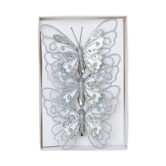 WMGHA Christmas Tree Butterfly Decorations, Glitter Butterfly Ornaments with Clips for Xmas Holiday Crafts and Christmas Tree,Festive Holiday Home Decor For Party Wedding Celebration