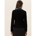 thumbnail image 4 of Elegante chaquetón de invierno con cuello vuelto y bolsillos en contraste para mujer Negro M, 4 of 6