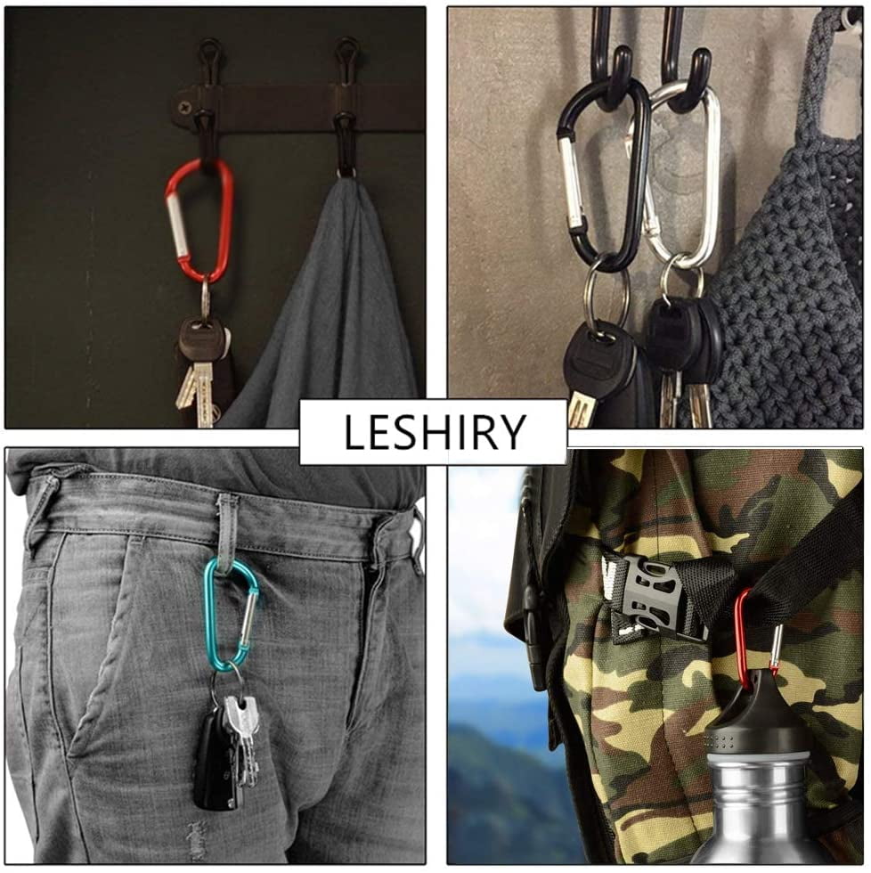 LESHIRY Large Carabiners Keychain 3 Aluminum D Shape Premium Durable D-Ring Carabiner Clip Hook Camping Accessories Snap Link Key Chain Durable Improved Design 