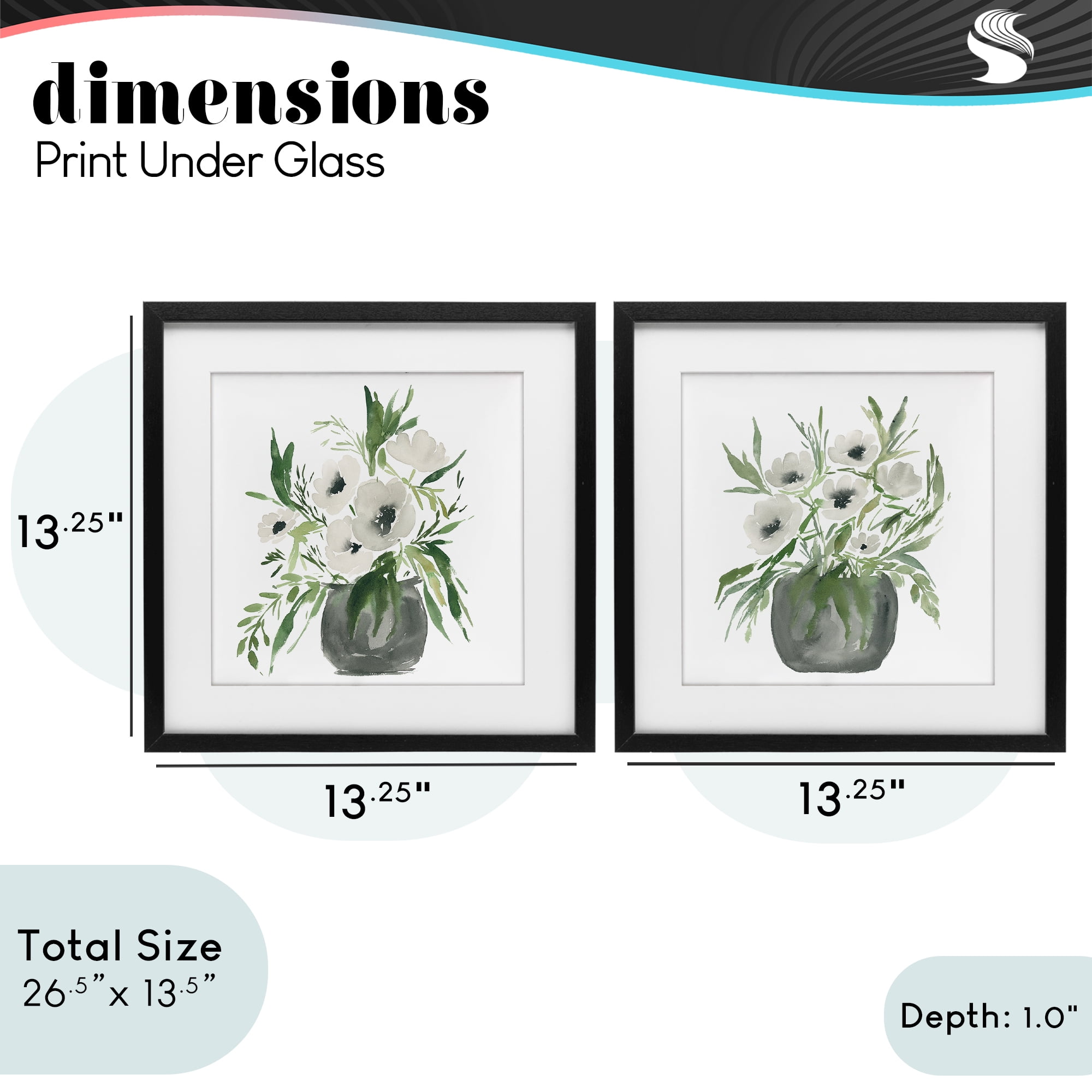 Stupell Industries White Anemone Vases 2 Piece Black Framed Print Under Glass Set, design by Lucille Price