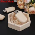 thumbnail image 2 of SHANDIAN USB Flash Drives Wedding Photography Wooden Memory Stick Free Engraving Logo Creative Hexagon Box Multi Style Pen Drive, 2 of 4