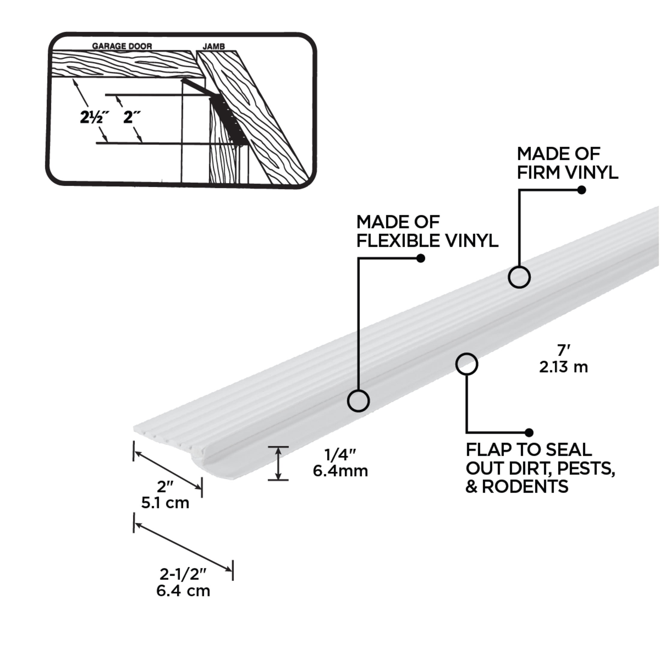 M-D Building Products 87684 7 ft. White Vinyl Garage Door Top and Sides Seal