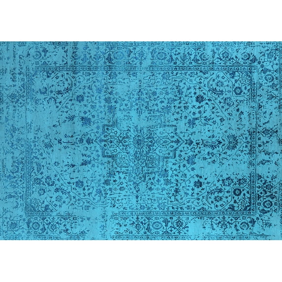 Ahgly Company Indoor Rectangle Oriental Light Blue Industrial Area Rugs, 8' x 12'