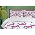 thumbnail image 4 of Ambesonne Nautical Duvet Cover Sets, Sea Crabs Doodle, 2-King, Fuchsia and White, 4 of 7