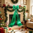 thumbnail image 4 of Big Green Bows Christmas Tree Topper Bows 82*23in Giant Large Satin Bow for Hoom Wall Backdrop Room Decorations for Wedding Birthday Party, 4 of 9