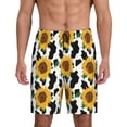 thumbnail image 1 of Balery Cute Cow Print Sunflower B Pantalones cortos de pijama de punto de algodón para hombre con cinturilla y bolsillos-Medium, 1 of 6