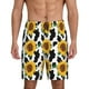 thumbnail image 1 of Balery Cute Cow Print Sunflower B Pantalones cortos de pijama de punto de algodón para hombre con cinturilla y bolsillos-Large, 1 of 6