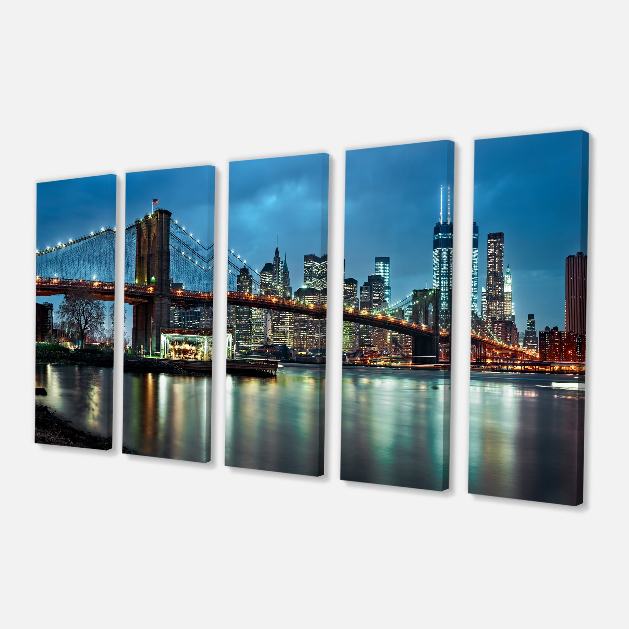 Designart 'Brooklyn Bridge and Skyscrapers ' Cityscape Canvas Print