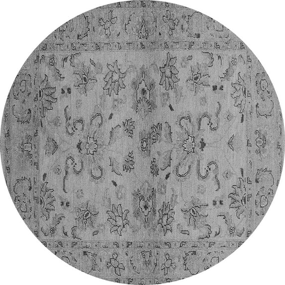 Ahgly Company Indoor Round Oriental Gray Industrial Area Rugs, 7' Round