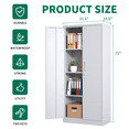 thumbnail image 4 of Hassch 71" Tall Metal Cabinet with Locking Doors for Garage, Tool Cabinet with Adjustable Shelves, File Storage Cabinet for Home Office, Workshop, Basement, Warehouse, White, 4 of 8