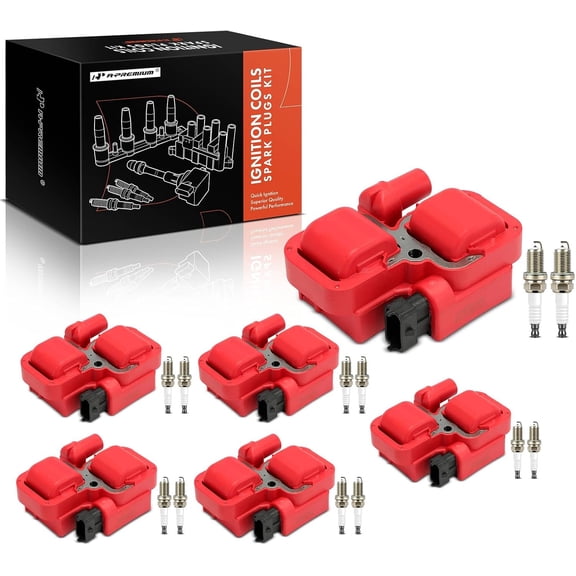 A-Premium 6x Ignition Coil Pack and 12x Iridium Spark Plugs Compatible with Mercedes-Benz C240 2003-2004, C280 1998, C320 2003-2004, E320, SLK320, CLK320, ML320, ML350 & Chrysler Crossfire
