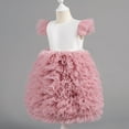thumbnail image 2 of ZACPNCV Girls Tutu Dress Irregular Tulle Flutter Sleeve A-Line Princess Gown Flower Girl Birthday Party Ball Gown Red 1-2 Years, 2 of 5