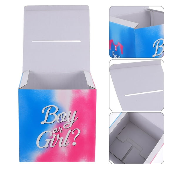 LOLIPPYY 61-Piece Gender Reveal Party Voting Box Set with Multi-Color Ballot Cards and Paper Props for Baby Shower