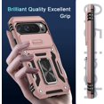 thumbnail image 3 of KOMI Case for Google Pixel 9/9 Pro with Slide Camera Cover+Screen Protector(1 Pack), Rotated Ring Kickstand Military Grade Shockproof Protective Cover-Rose Gold, 3 of 5
