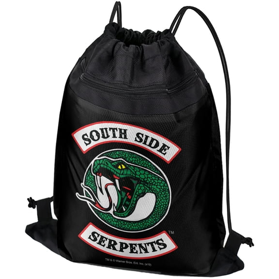 Riverdale South Side Serpents Drawstring Backpack Sports Bag Sackpack 17" x 13", Perfect for Gym, Yoga or Practice