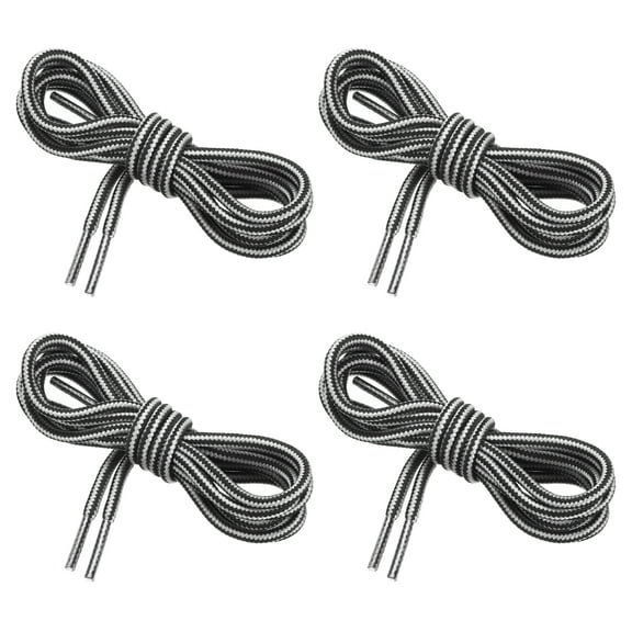 Uxcell 27.6 x 5/32 Inch Dual Colored Round Boot Laces Shoelaces, White Black 4 Pairs