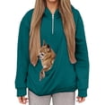 thumbnail image 3 of lnmuld Women's Cat Dog Pouch Hoodie Oversized Quarter Zip Pet Carrier Pullover Sweatshirt with Kangaroo Pocket Hooded Long Sleeve Size:M, 3 of 5