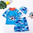 thumbnail image 2 of TOWED22 Baby Toddler Boys 3Pcs Swimsuit Set Swimwear Dinosaur Bathing Suit Rash Guards with Hat UPF 50+ Orange,12-18 M, 2 of 6