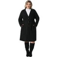 thumbnail image 3 of DARING DIVA Plus Size Faux Suede Trench Notch Lapel Long Sleeve Jacket 2X Black, 3 of 6