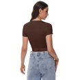 thumbnail image 4 of Women's Square Neck Tops Short Sleeve Crop Tops Workout Summer Clothes Casual Slim Fit T-Shirts, 4 of 6