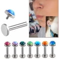 thumbnail image 4 of K-KED Opal Bezel Labret Triple Forward Helix Earring Piercing Tragus Cartilage Studs-OP18-1.2mm/10mm/3mm, 4 of 9