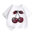 thumbnail image 4 of Landzoo Girls T Shirt Cherry Pattern Print Short Sleeve Crew Neck Shirt Summer Cozy Soft Toddler Kids Girls Tees Size 10-12 Years White, 4 of 4