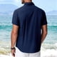thumbnail image 2 of Ceisia Men's Solid Color Short Sleeve Linen-like Shirt Breathable Summer Beach Shirt with Chest PocketDark BlueS Gifts, 2 of 4