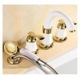 thumbnail image 6 of Spread Cold Hot Basin Faucet Brass White And Gold Bathroom Sink Faucet 2 Handles Sink Mixer Tap 3pcs Deck Mounted, 6 of 7