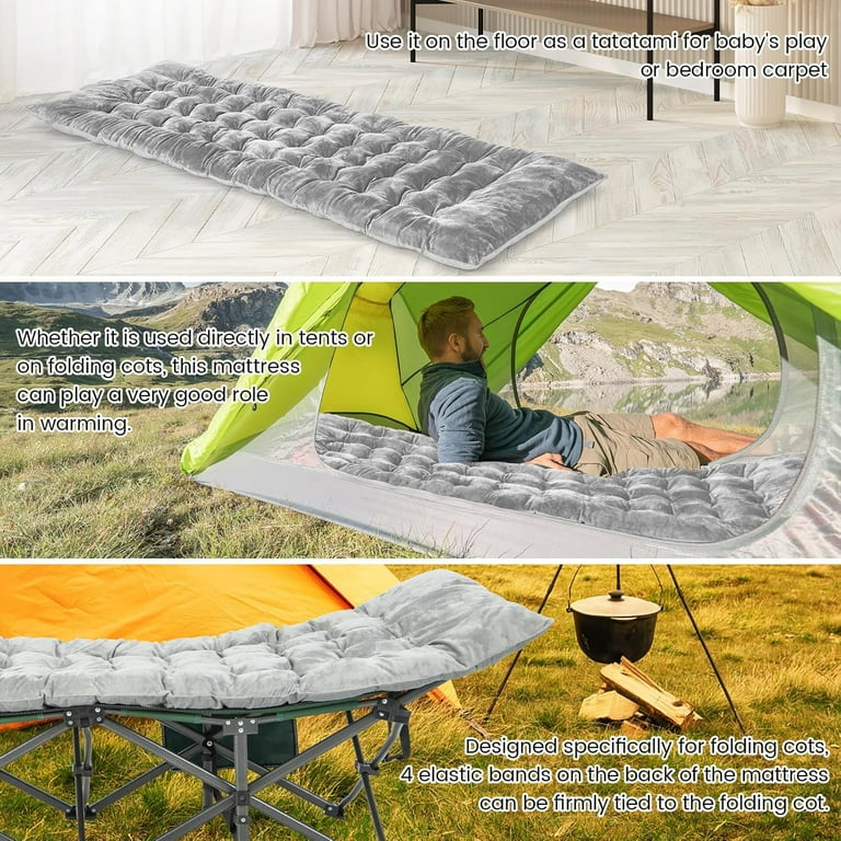 GOFLAME Camping Cot Mattress, Sleeping Cot Pad with Soft and