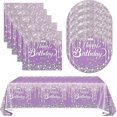 thumbnail image 1 of Juego de vajilla de cumpleaños ZHAOCHENG 41 piezas morado decoraciones de mesa, 1 of 5
