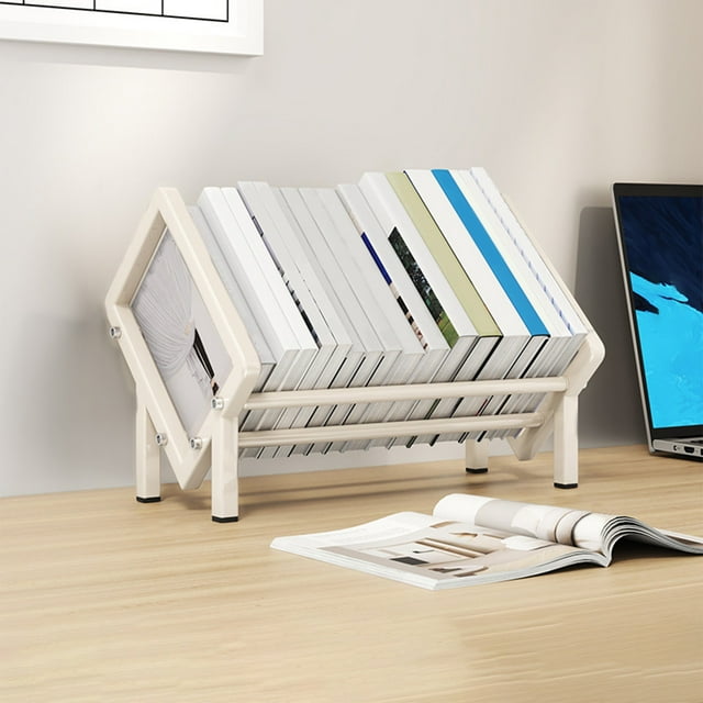 SPOORYYO Stainless Steel Desktop Bookshelf - Durable File Storage Rack for Home and Office