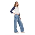 thumbnail image 3 of Forever 21 Women's Dark Blue Y2K Wide-Leg Denim, Minimal Tie Waist Detail for Everyday Casual Wear, Size 8, 3 of 6