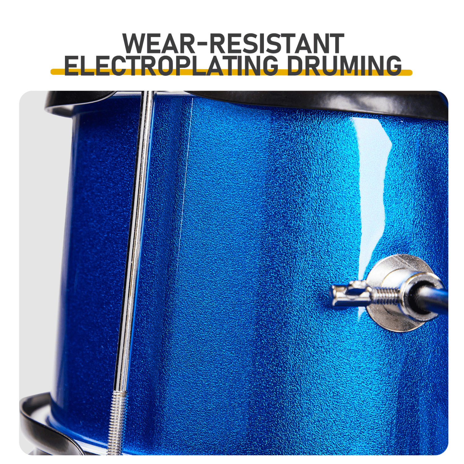 Hassch 3-Piece Drum Set, Beginners Drums Kit with Stool, Pedal & Drumsticks, Junior Drum Set Musical Instrument with Cymbal, Tom and Snare Drum, Dark Blue