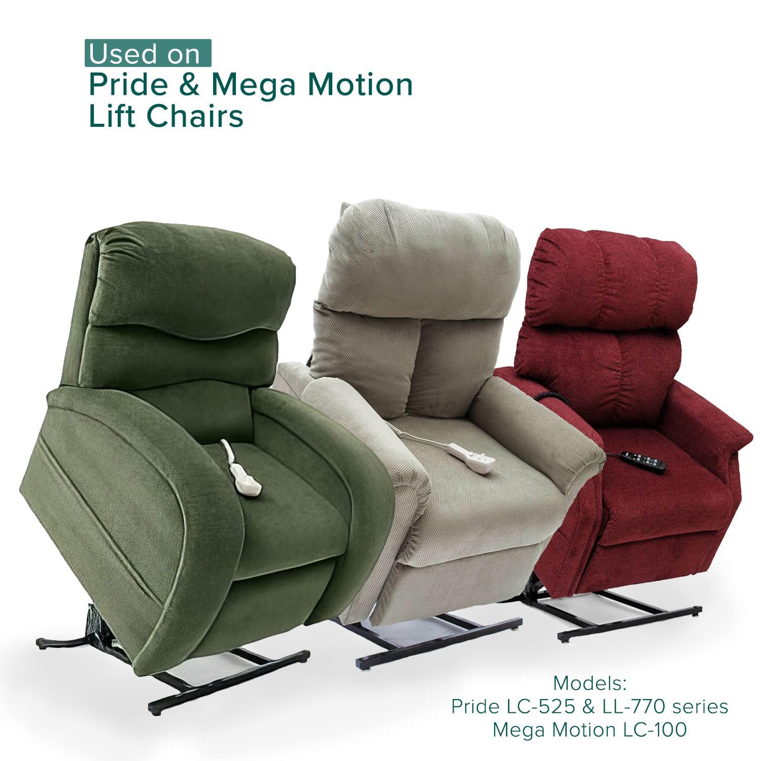 AlveyTech Hand Control for Pride LC-525, LL-770 Series, & Mega Motion LC-100 Lift Chairs with Heat & Massage (Serial Number LB410312004F30 and Later) - Replacement Recliner Chair Remote (ELEASMB7220)