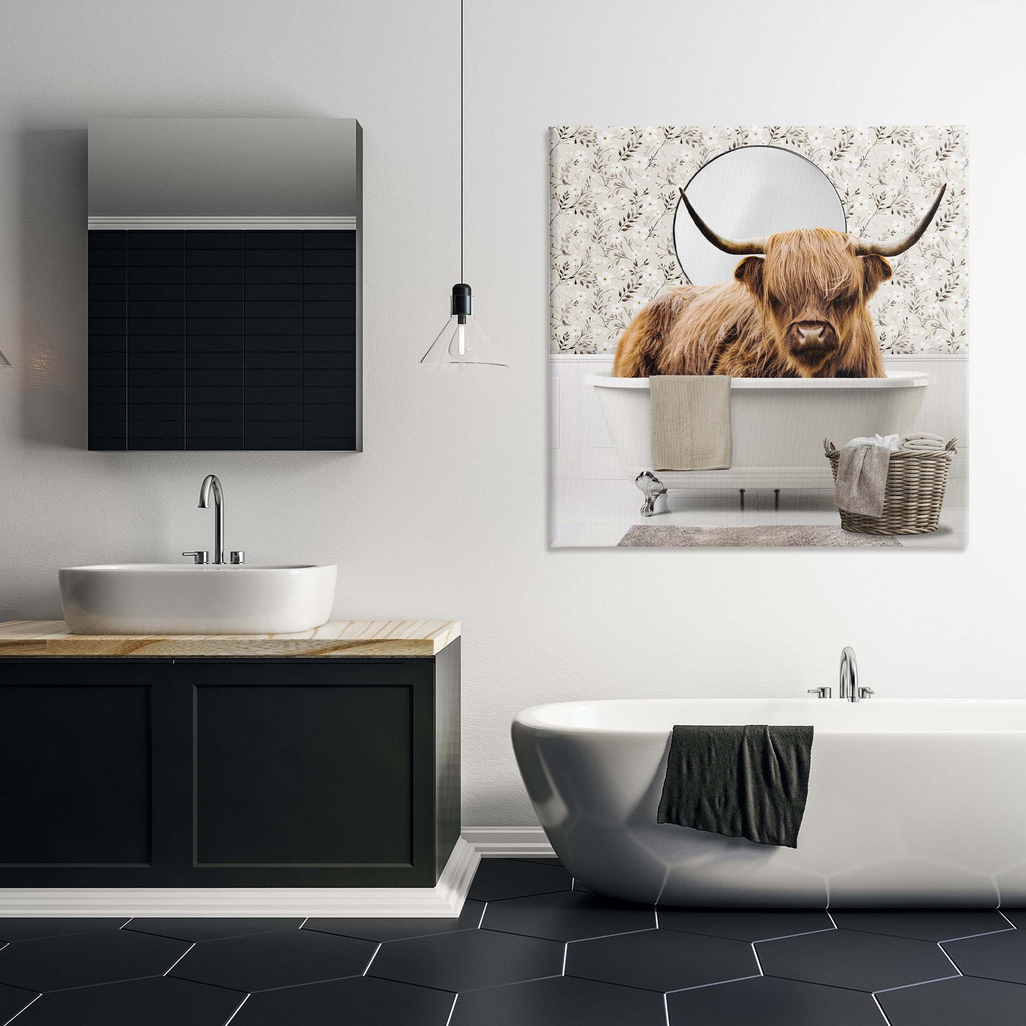 Stupell Industries Cottage Cattle Bath Time Canvas Wall Art, design by CAD Designs