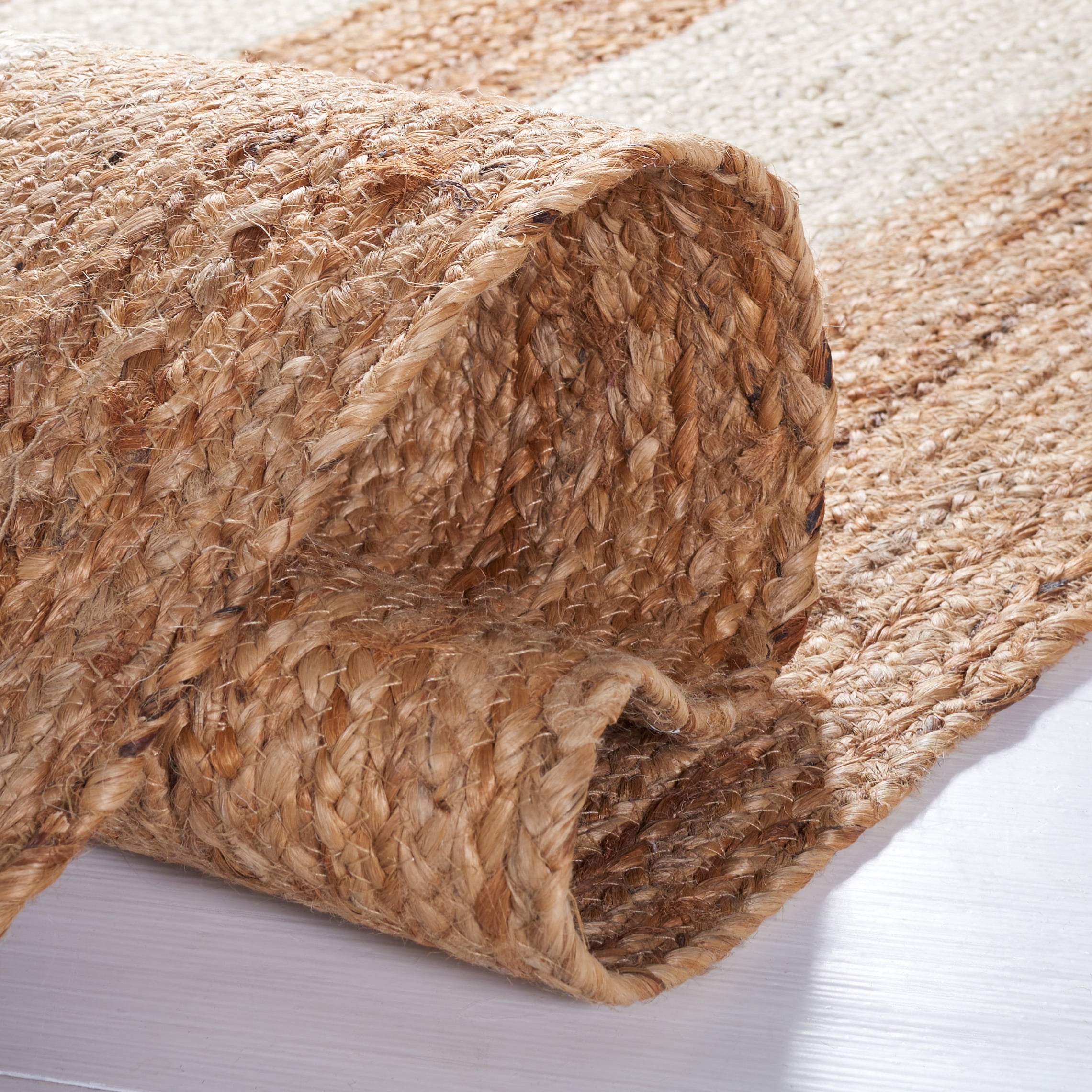 SAFAVIEH Natural Fiber Shannon Bordered Area Rug, Ivory/Natural, 5' x 8'