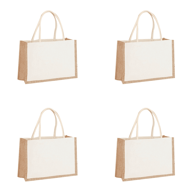 4uds. Bolsa de compras de arpillera, organizador de almacenamiento de comestibles reutilizable, bolsos (S)