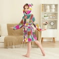 thumbnail image 2 of FORMRS Niños Bathrobe Unisex Hooded Robe Soft Plush Pajamas Sleepwear, Size 2-3T, Abstract Geometric Pattern, 2 of 7