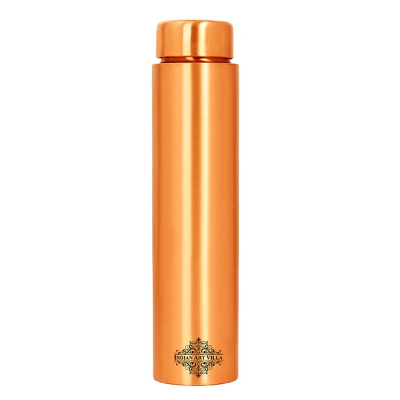 Indian Art Villa Copper Cylinder Water Bottle - 23 oz, Brown, Durable Copper Drinkware