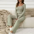 thumbnail image 6 of Women's Stripe Pajama Set with Round Neck Long Sleeve Blouse and Short Pants for Lounge Comfort, 6 of 6