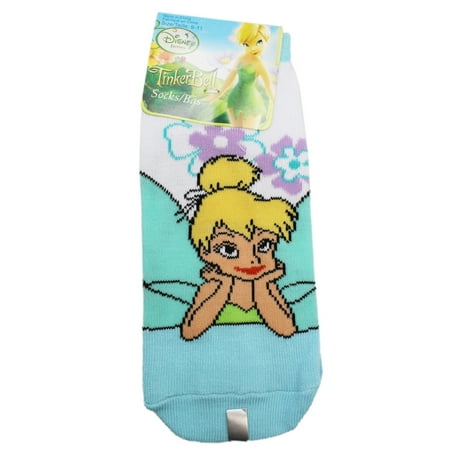 

Disney s Tinker Bell Light Blue Toed Floral Socks (Size 9-11 1 Pair)