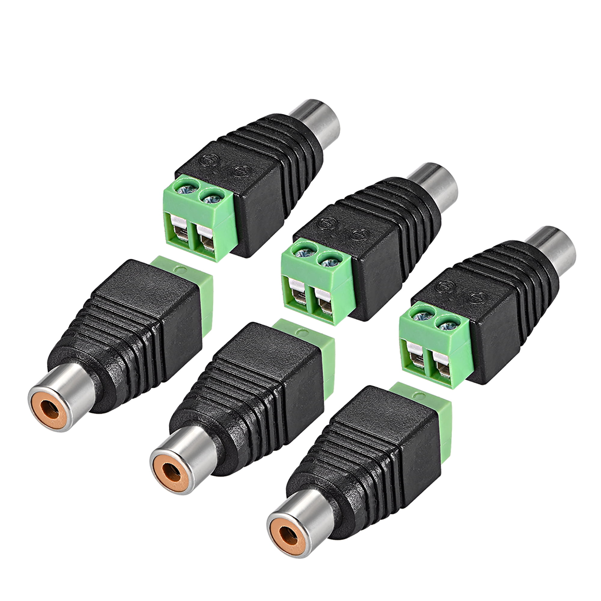 RCA Female to AV Screw Terminal Audio Video Connector Converter Green