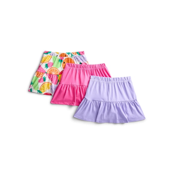 Wonder Nation Toddler Girls Ruffle Scooter Skirt, 3-Pack, Sizes 18M-5T