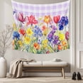 thumbnail image 5 of Purple Plaid Tulip Large Tapestry for Bedroom Wall Hanging Tapestry,Spring Floral Watercolor Botanical Ceiling Backdrop Tapestries Poster Blanket Wall Decor for Teens Room Living Room Dorm 86" x 104", 5 of 8