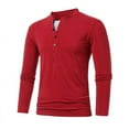 thumbnail image 3 of Fesfesfes Blouse Shirt for Men Multi Button Long Sleeve T-Shirt Stand Collar Sports Long Sleeve Stand-up Collar Blouse & Shirt Sale Items, 3 of 5