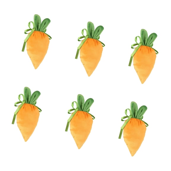 6Pcs Easter Carrot Shape Fabric Gift Bag Drawstring Closure Party Treat Bag